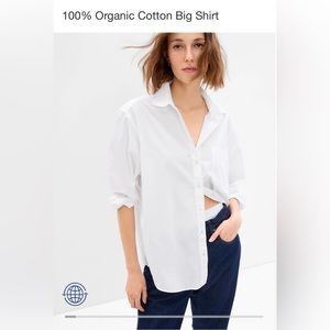 Organic Cotton Oversized White shirt Medium